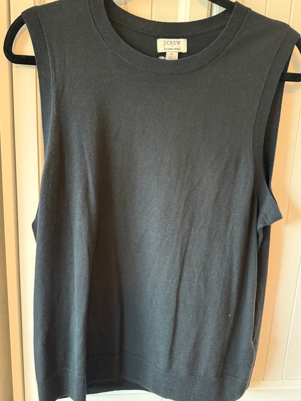 J.Crew 100% cotton sleeveless sweater shell black sz Large NWT